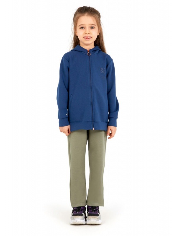 Kız Çocuk Fermuarlı Kapşonlu Sweatshirt 60052 - Lacivert - 1