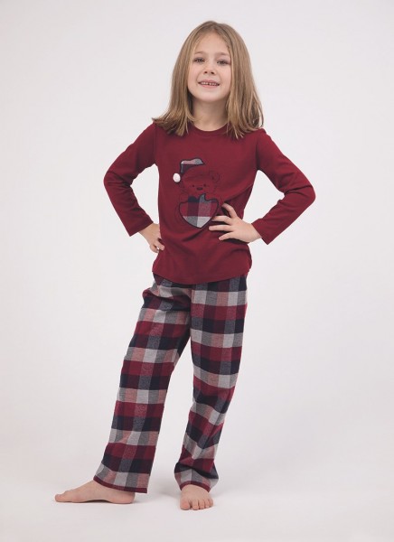 Kız Çocuk Pijama Takımı - 50045 - Bordo - 1