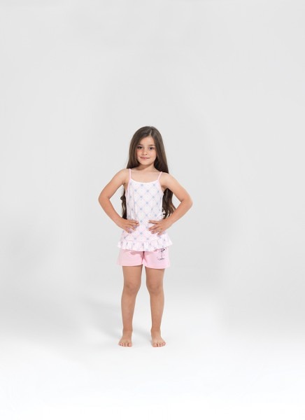Kız Çocuk Pijama Takımı 50194 - Kalp Baskılı - 1