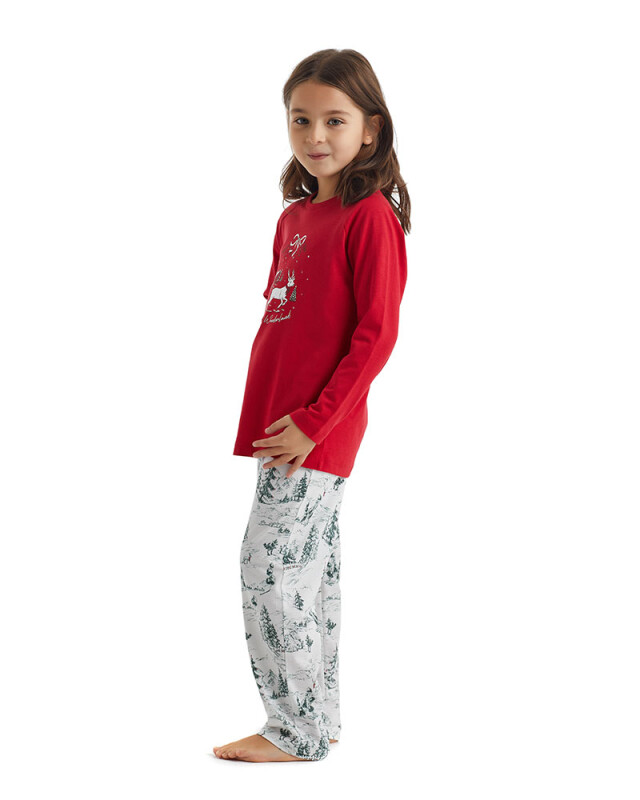 Kız Çocuk Pijama Takımı 51251 - Kırmızı - 3