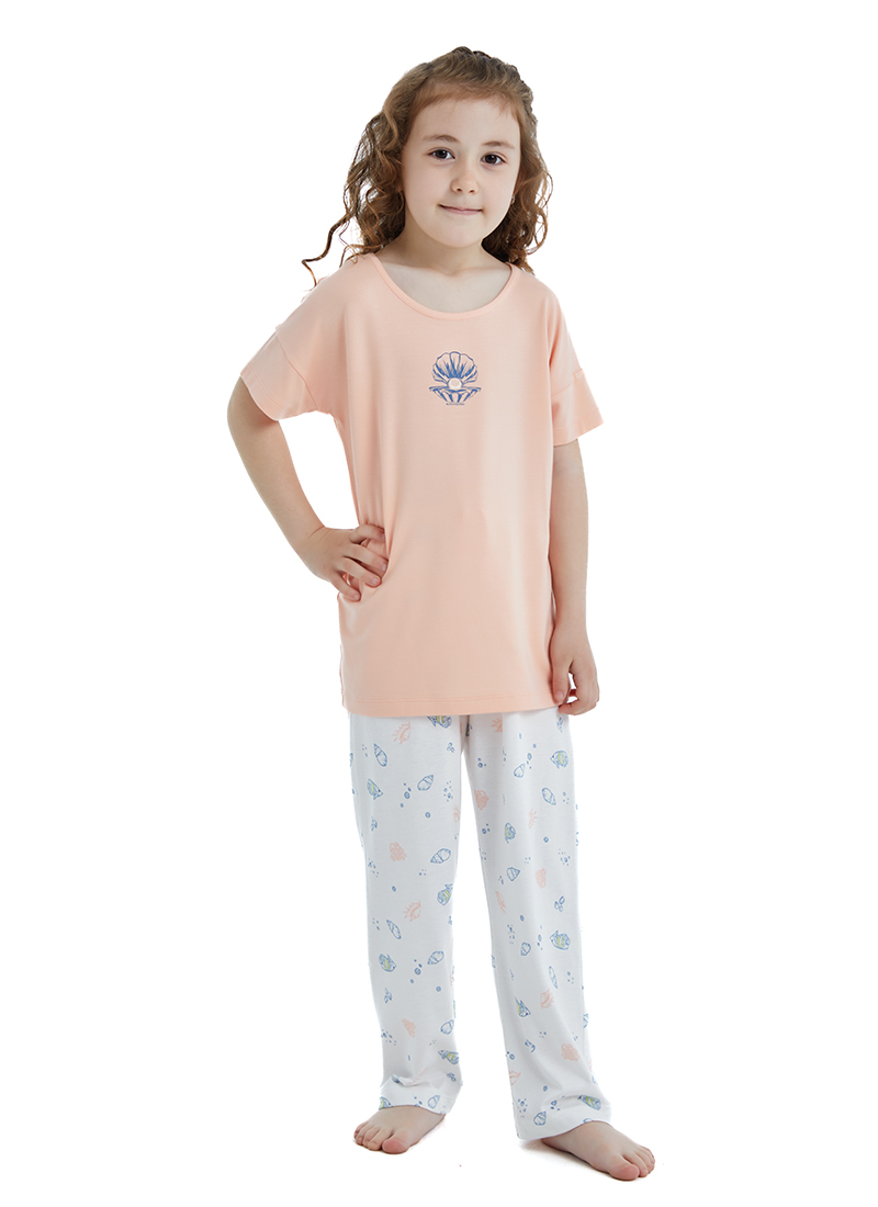 Kız Çocuk Pijama Takımı 51348 - Somon - 1
