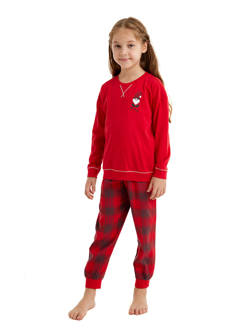 Kız Çocuk Pijama Takımı 51634 - Kırmızı - 1