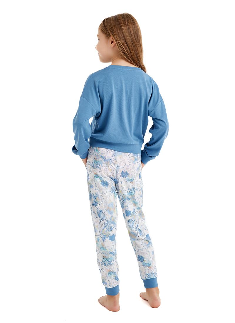 Kız Çocuk Pijama Takımı 51638 - Mavi - 2