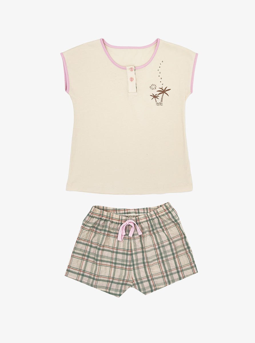 Kız Çocuk Pijama Takımı 42064 - Krem