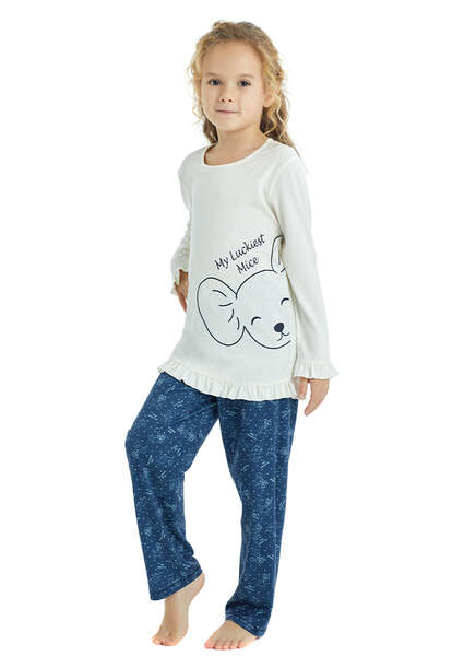 Kız Çocuk Pijama Takımı 60206 - Ekru - 1