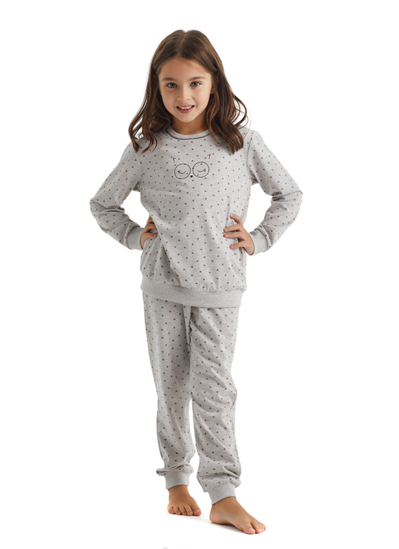 Kız Çocuk Pijama Takımı 60344 - Bej Melanj - 1