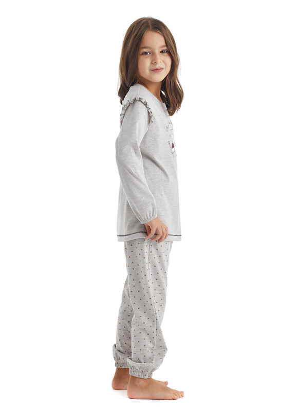 Kız Çocuk Pijama Takımı 60345 - Bej Melanj - 3