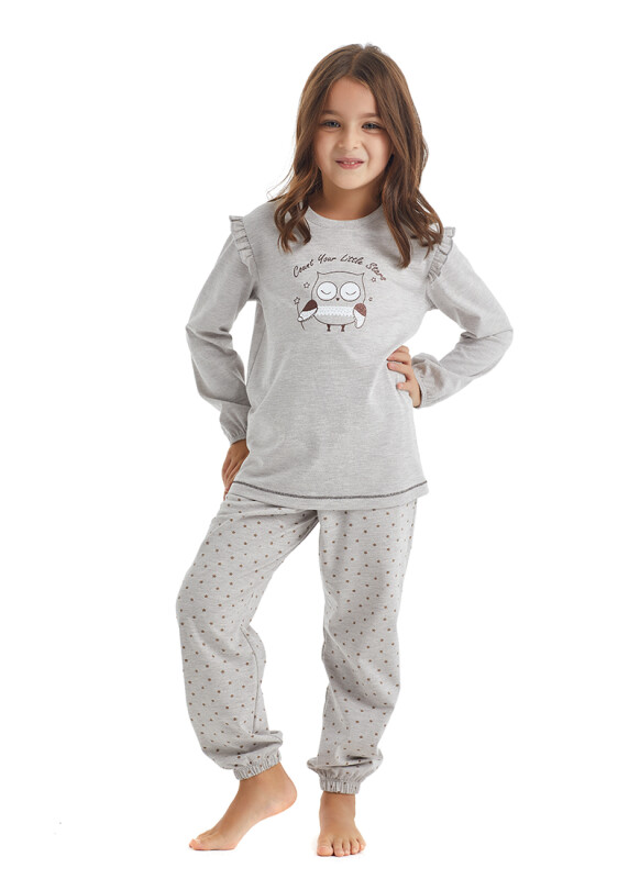 Kız Çocuk Pijama Takımı 60345 - Bej Melanj - 1