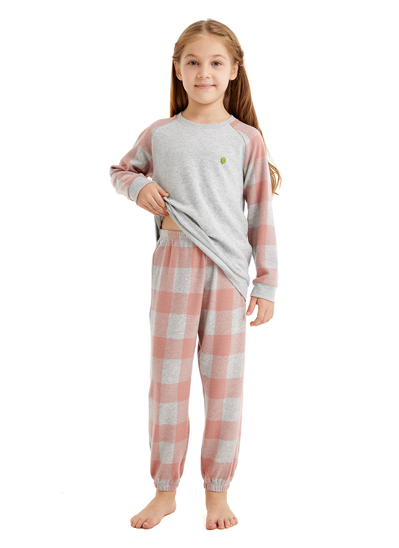 Kız Çocuk Pijama Takımı 60516 - Gri Melanj - 3