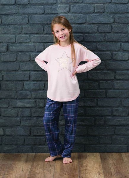 Kız Çocuk Pijama Takımı 6134 - Pudra - 1