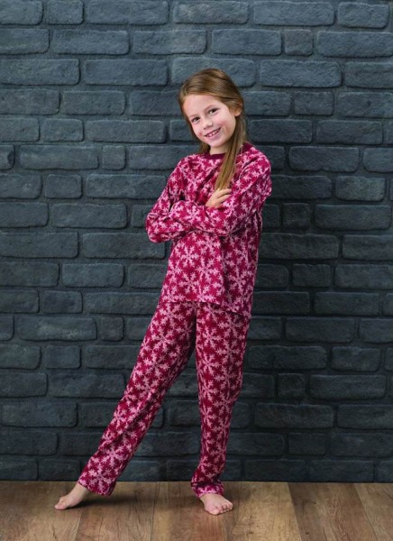Kız Çocuk Pijama Takımı 6136 - Kar Tanesi Baskılı - 1