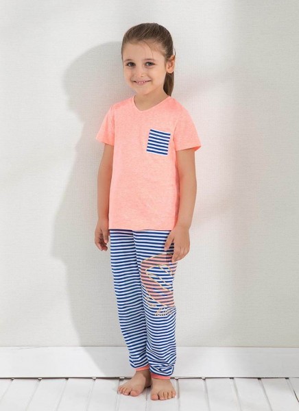 Kız Çocuk Pijama Takımı 6302 - Turuncu - 1