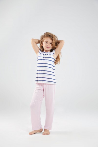 Kız Çocuk Pijama Takımı - 6908 - Lacivert - 1