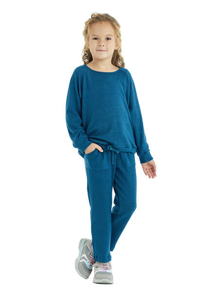 Kız Çocuk Sweatshirt 60210 - Mavi - 1