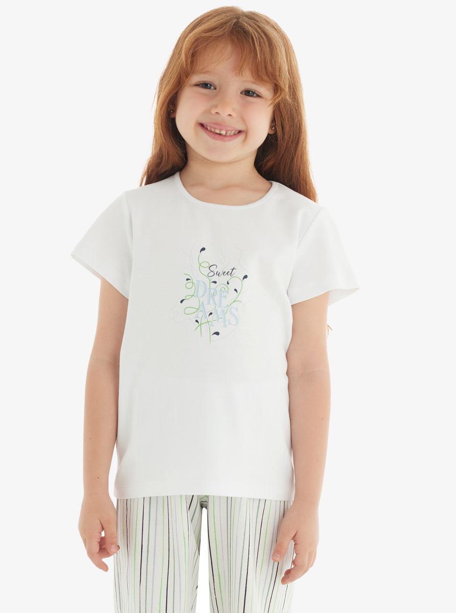 Kız Çocuk T-Shirt 51825 - Beyaz - Blackspade