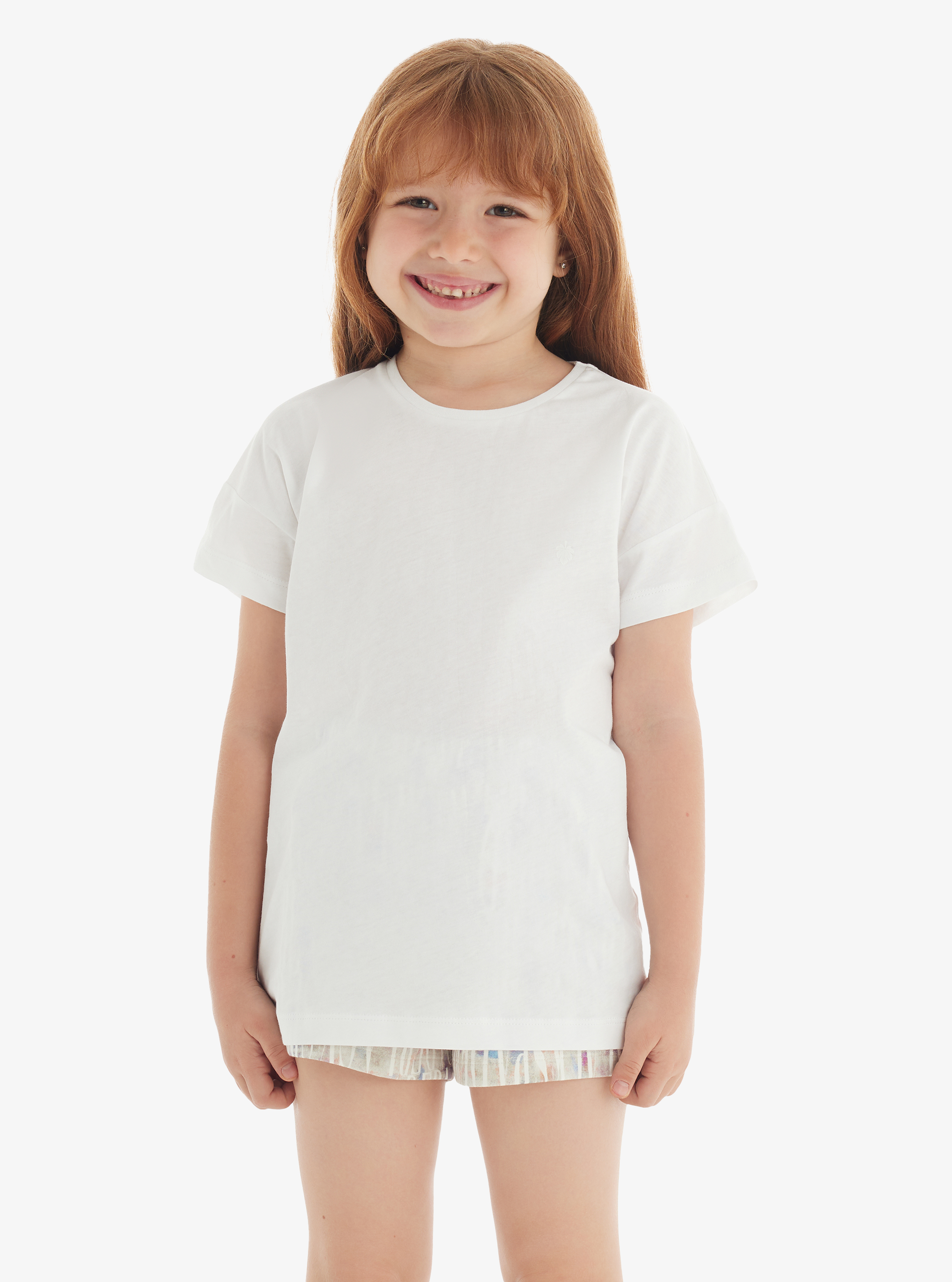 Kız Çocuk T-Shirt 60571 - Beyaz - Blackspade