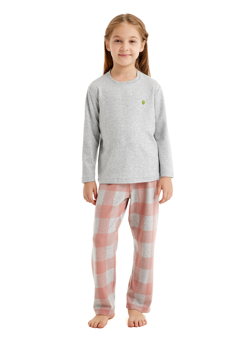 Termal Kız Çocuk Pijama Takımı 60515 - Gri Melanj - 1
