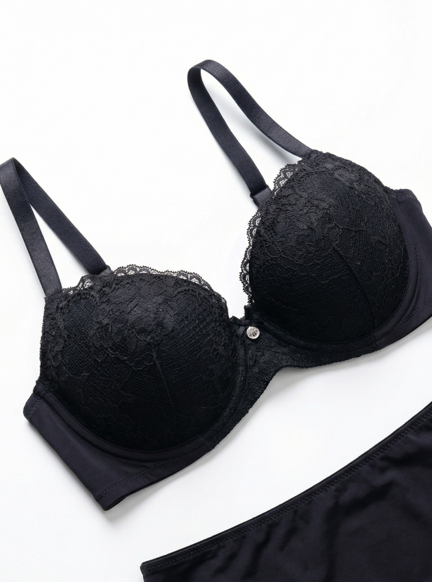 Lace Push-up Padded Bra 3009 - Black - Blackspade