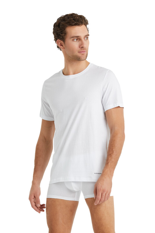 Erkek Tshirt Loose Fit 9218 - Beyaz - 2