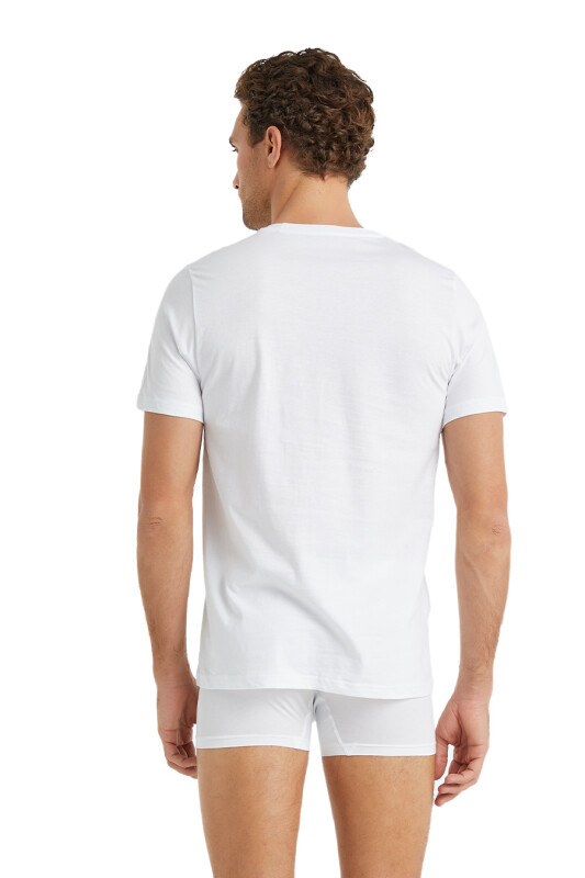 Erkek Tshirt Loose Fit 9218 - Beyaz - 4