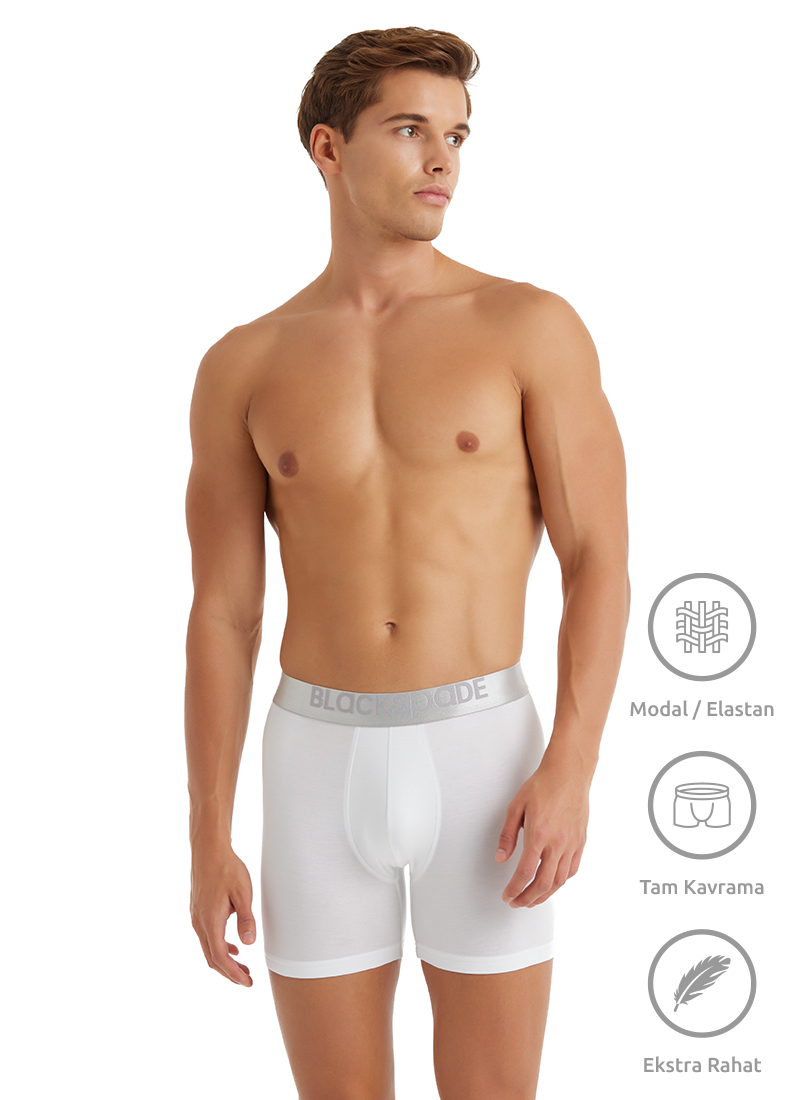 Erkek Modal Elastan Boxer Silver 9302 - Beyaz 