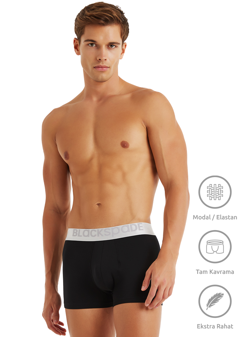 Erkek Modal Elastan Boxer Silver 9302 - Siyah - 1