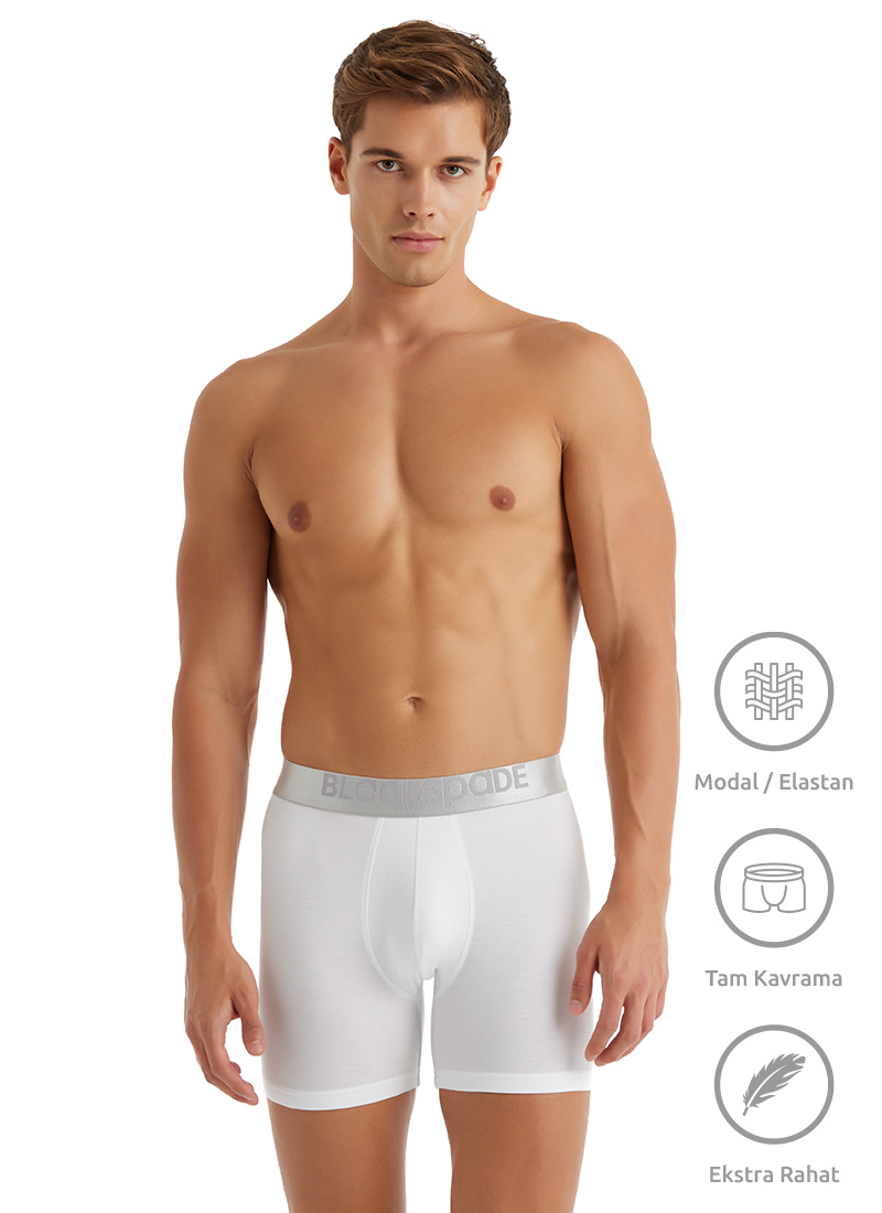 Erkek Modal Elastan Boxer Silver 9303 - Beyaz - 1