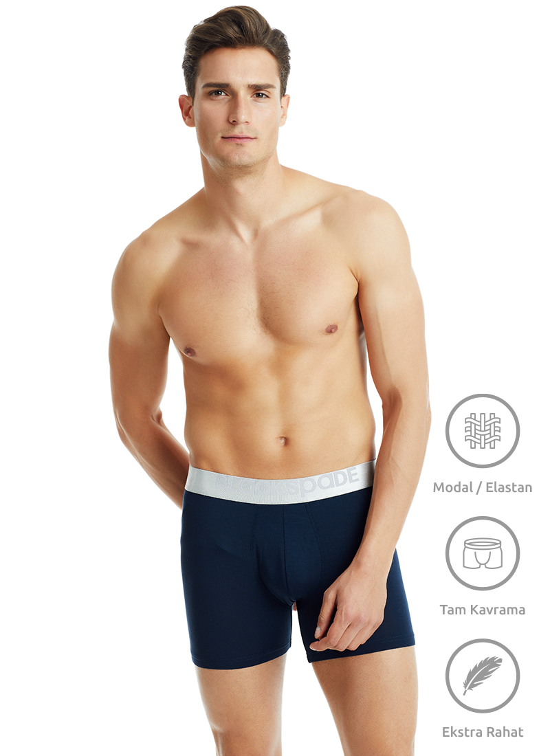 Erkek Modal Elastan Boxer Silver 9303 - Lacivert - 1