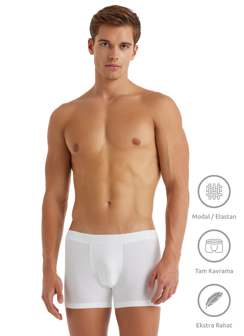 Erkek Modal Elastan Boxer Silver 9310 - Beyaz - 1