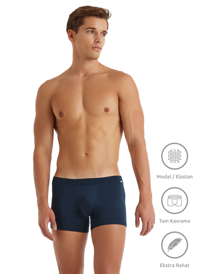 Erkek Modal Elastan Boxer Silver 9310 - Lacivert 