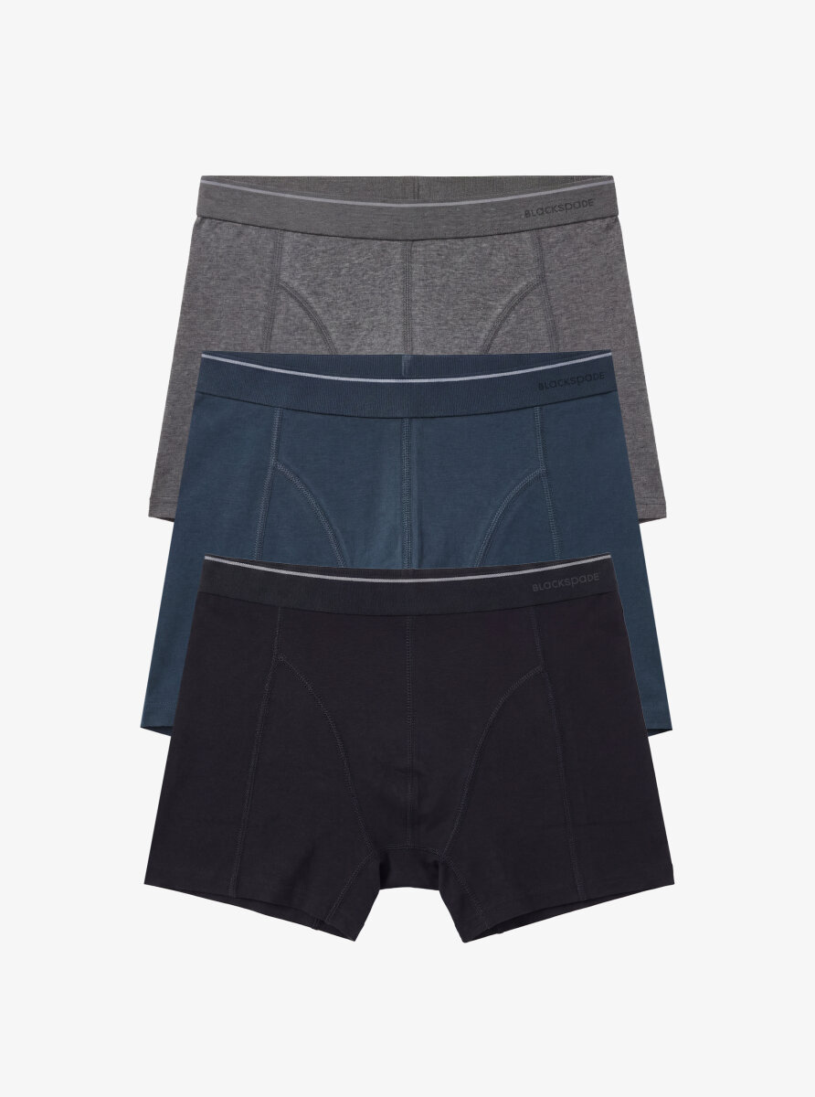 Erkek Boxer 3'lü Paket Tender Cotton 9673 - Siyah Antra Melanj Antrasit