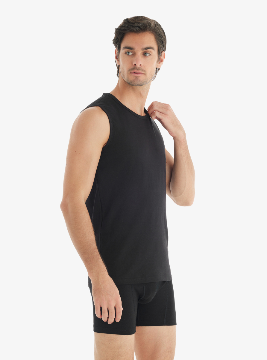 Erkek Tshirt - Kolsuz Tender Cotton 9234 - Siyah - Blackspade
