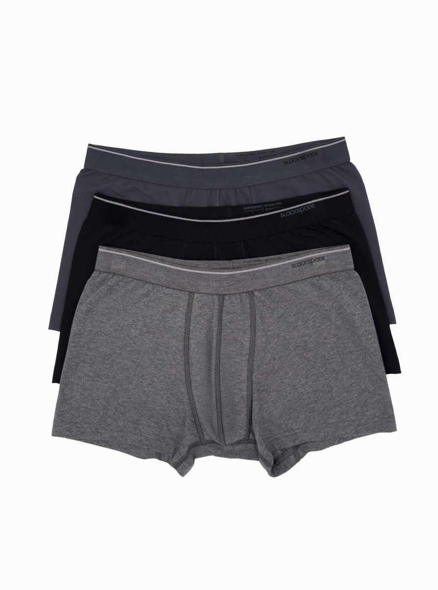 Erkek Boxer - Shorty 3'lü Paket Tender Cotton 9670 - Siyah Antra Melanj Antrasit - 1