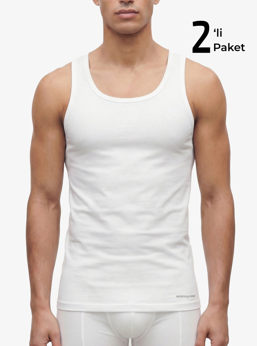 Erkek Spor Atlet 2'li Paket Tender Cotton 9676 - Beyaz - Blackspade