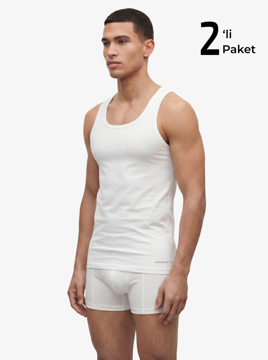 Erkek Spor Atlet 2'li Paket Tender Cotton 9676 - Beyaz - 3