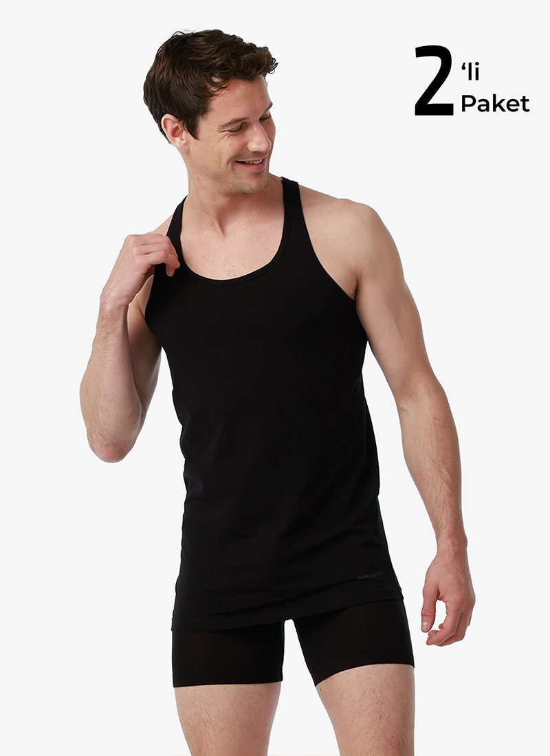 Erkek Spor Atlet 2'li Paket Tender Cotton 9676 - Siyah - Blackspade