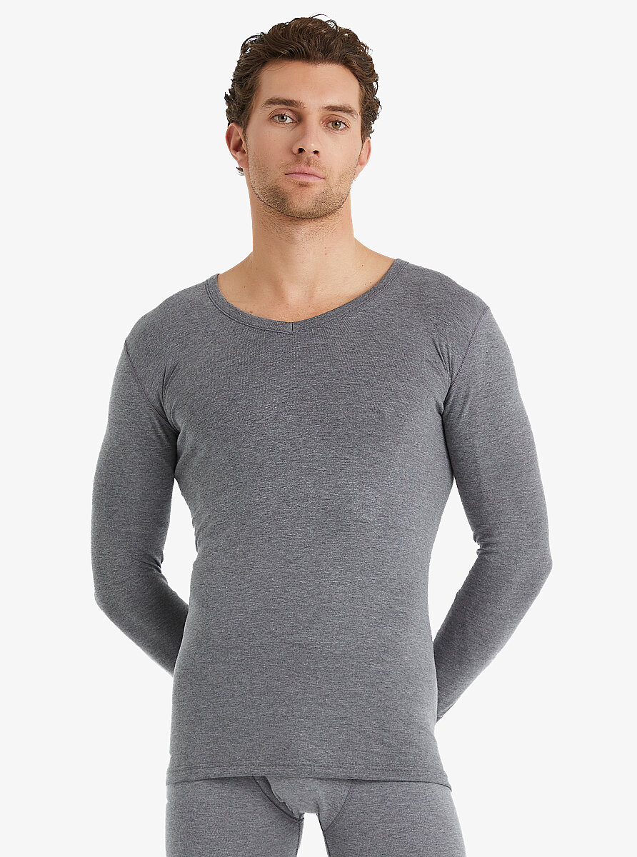 Unisex Termal Tişört 2. Seviye 1257 - Gri Melanj