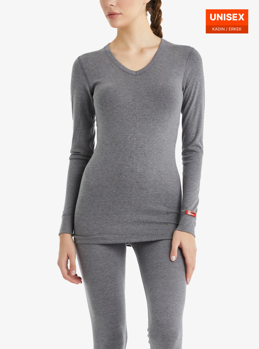 Unisex Termal Tişört 2. Seviye 1257 - Gri Melanj - Blackspade (1)