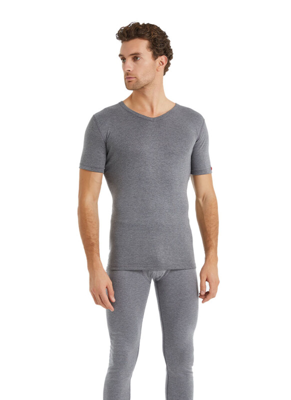 Unisex Termal Tişört 2. Seviye 1263 - Gri Melanj - 7