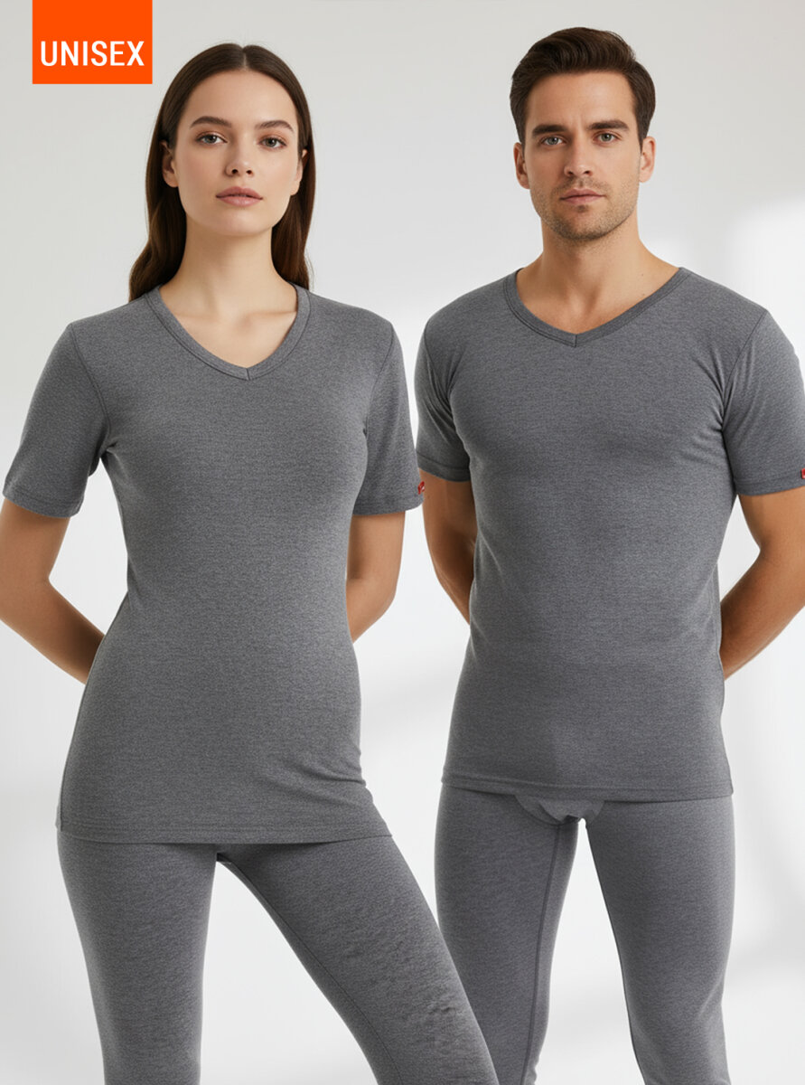 Unisex Termal Tişört 2. Seviye 1263 - Gri Melanj - 9