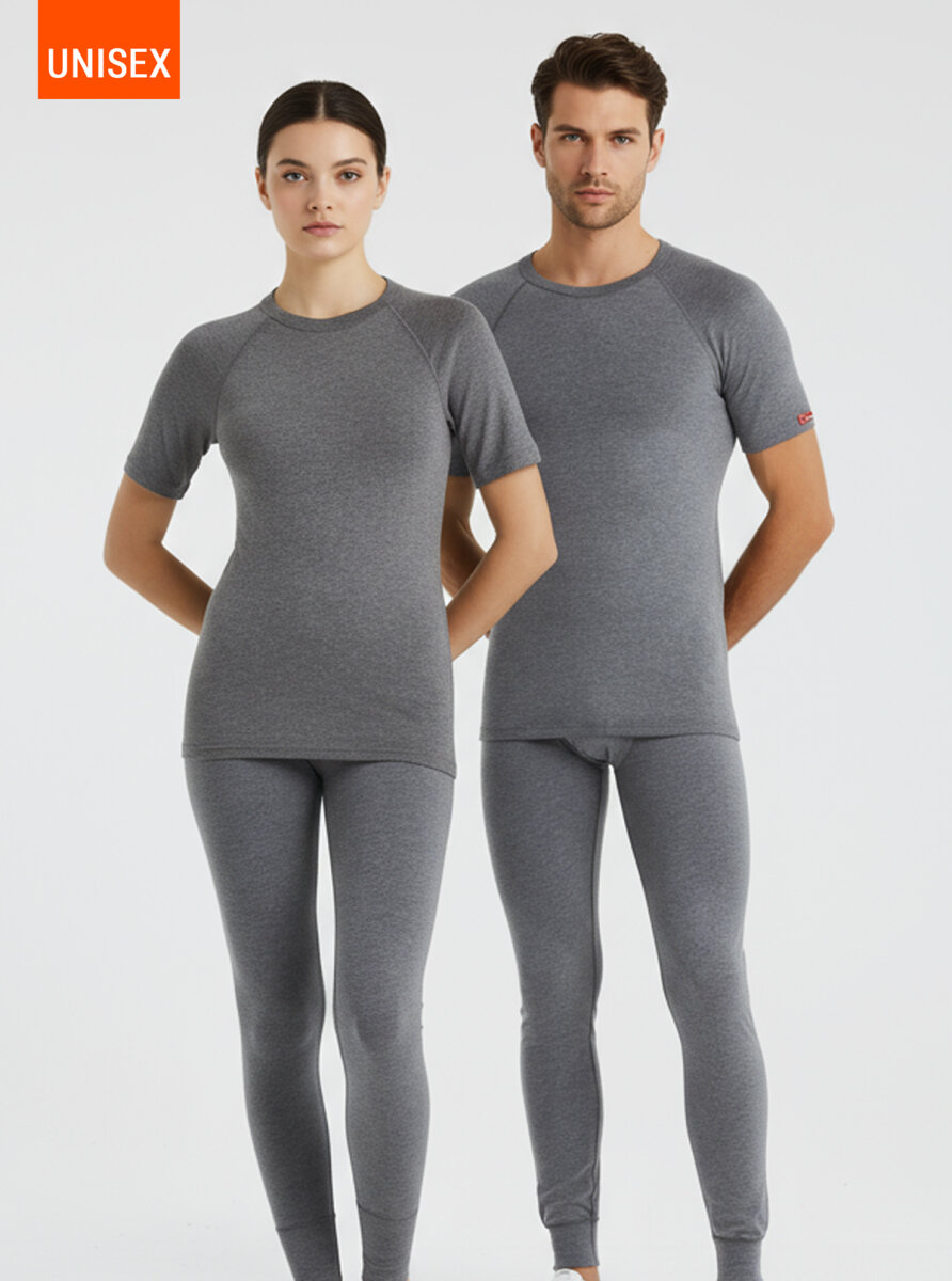 Unisex Termal Tişört 2. Seviye 9258 - Gri Melanj - 9