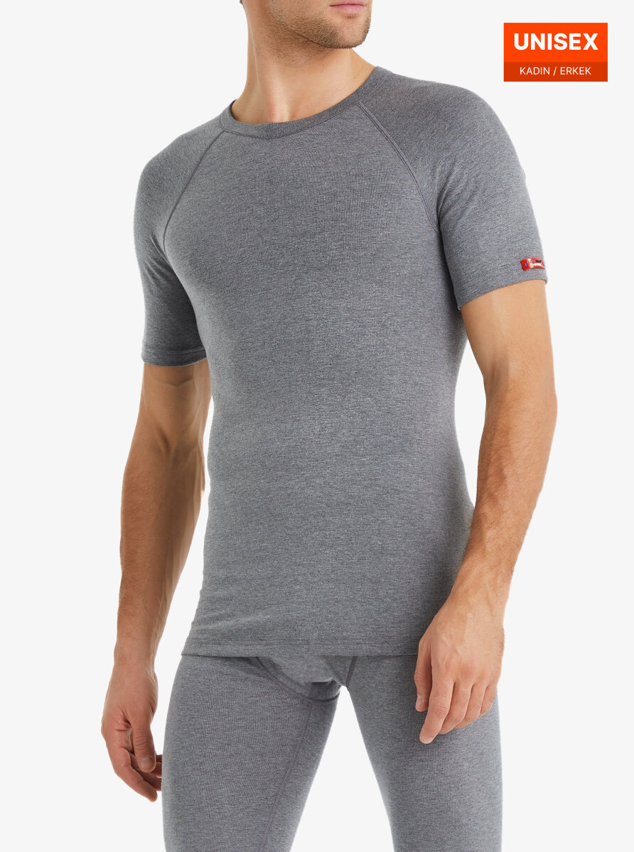 Unisex Termal Tişört 2. Seviye 9258 - Gri Melanj - Blackspade