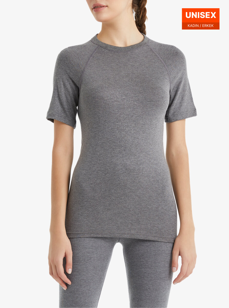 Unisex Termal Tişört 2. Seviye 9258 - Gri Melanj - Blackspade (1)