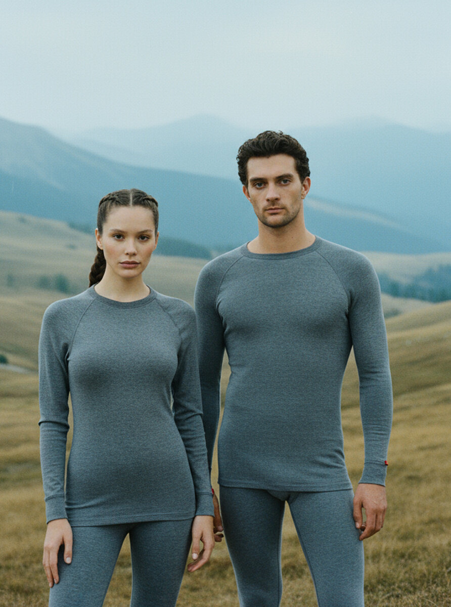Unisex Termal Tişört 2. Seviye 9259 - Gri Melanj - 1